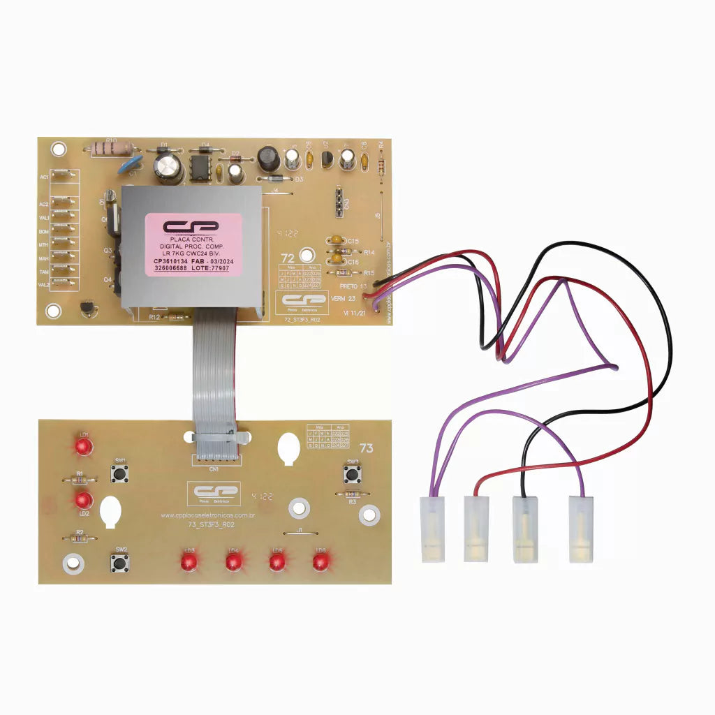 Placa controladora digital de processo compatível lavadora 7KG CWC24 bivolt CP 3610134